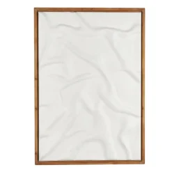 White Abstract Dimensional Wall Art in Brown Frame