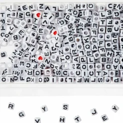 White Alphabet Cube Crafting Beads, 6.7mm by Bead Landing™