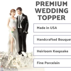 White and Silver Vintage Rose Pearl Tender Touch Wedding Cake Topper (Silver)
