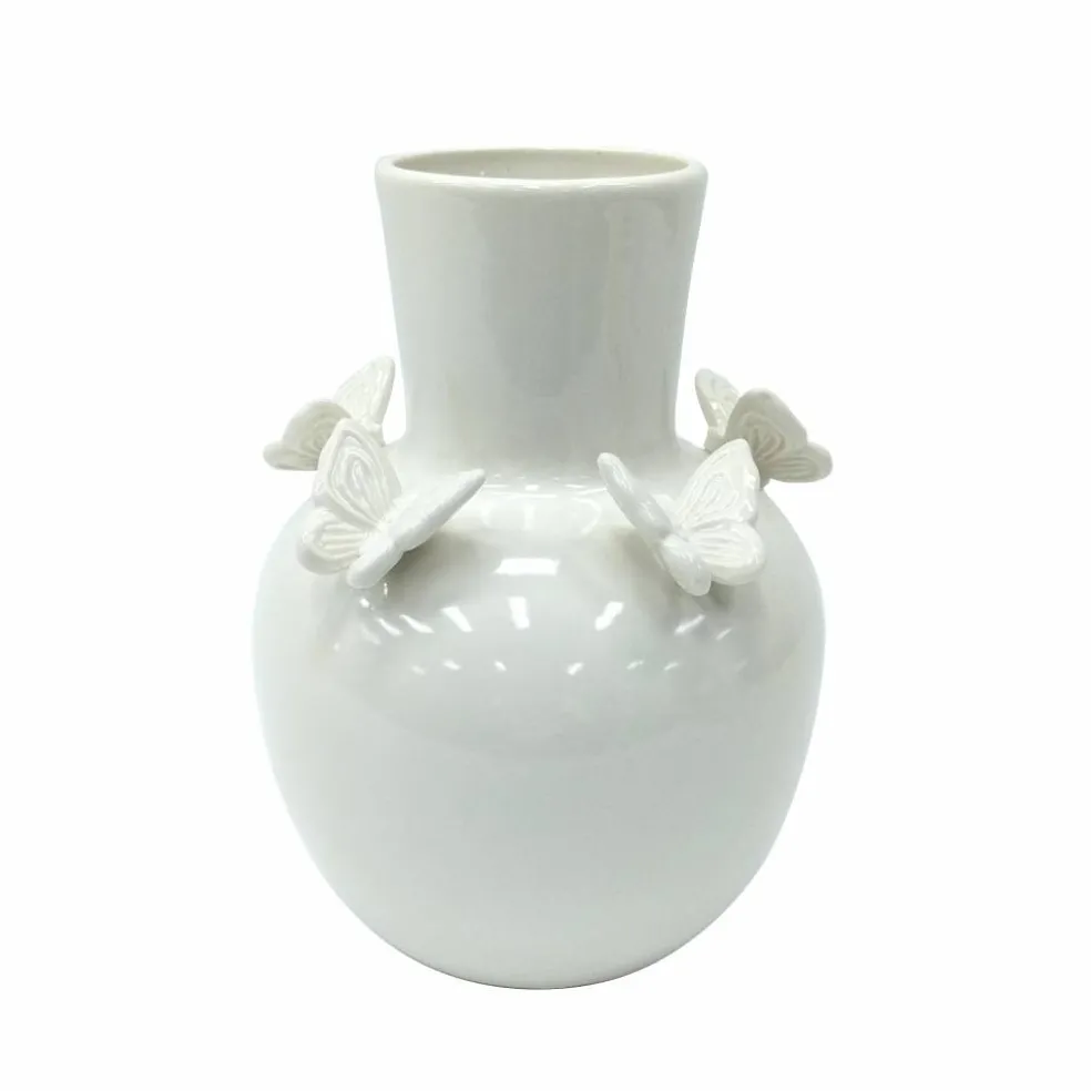 8.5" White Ceramic Butterfly Vase by Ashland®