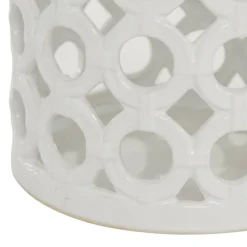 White Ceramic Contemporary Candle Holder Lantern, 11