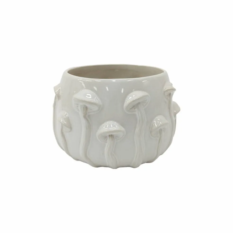 4.25" White Ceramic Mushroom Pot by Ashland®