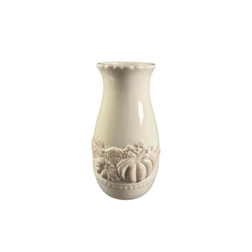 9.5" White Ceramic Pumpkin Vase by Ashland®