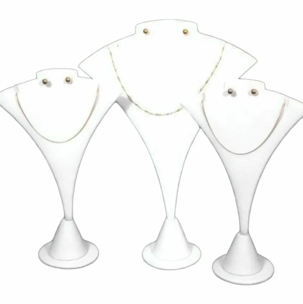 3 White Combo Necklace & Earring Stand Jewelry Display