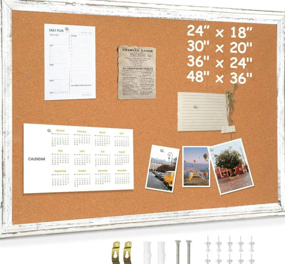 White Cork Board for Wall - 24 X 18 Inches(White)