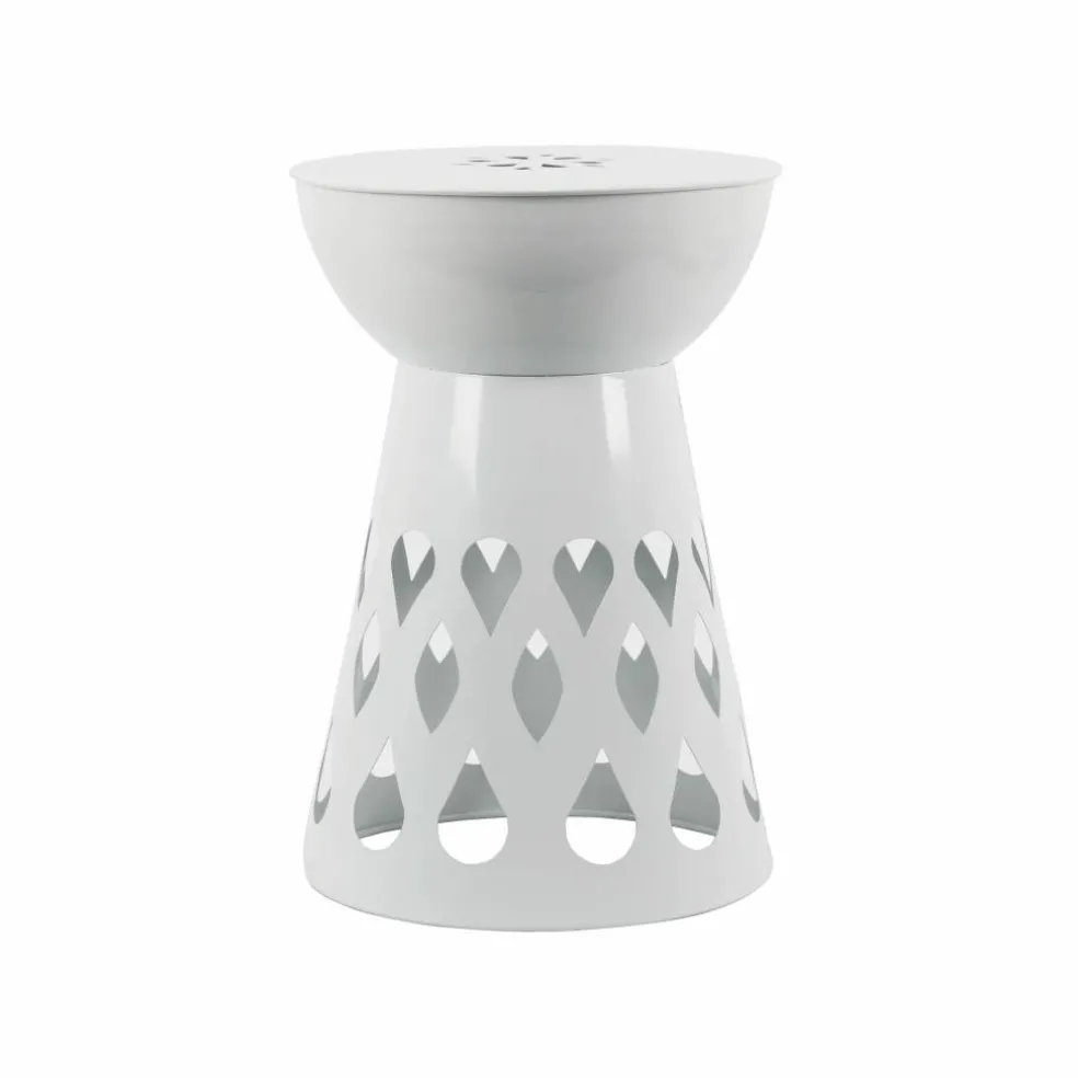 18" White Cutout Metal Outdoor Stool by Ashland®