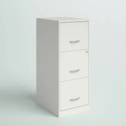 White 3-Drawer Steel Vertical Filing Cabinet with Locking Drawers for Secure Document Storage