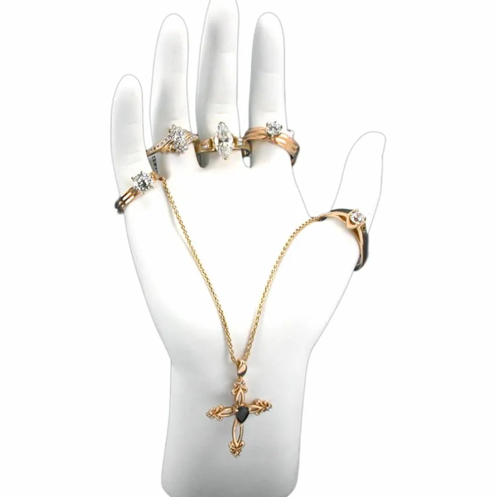 White Elegant Hand Display Ring Bracelet Jewelry Stand 6.5"