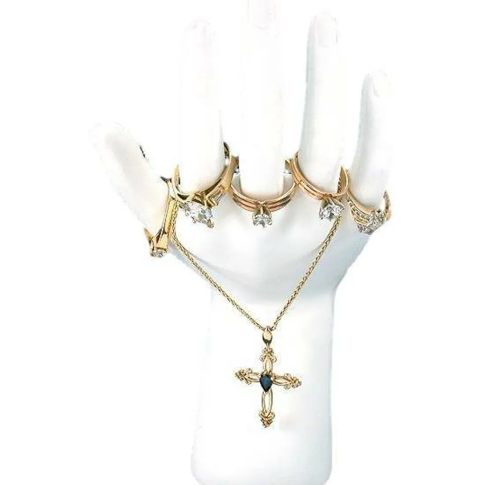 White Elegant Hand Display Ring Bracelet Jewelry Stand 6.5"