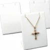 3 White Faux Leather Earring Pendant Display Stand