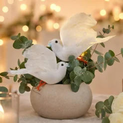 4" White Feather Dove Decoration – Artificial Bird for Crafts, Wedding Decor, Floral Arrangements & DIY Projects