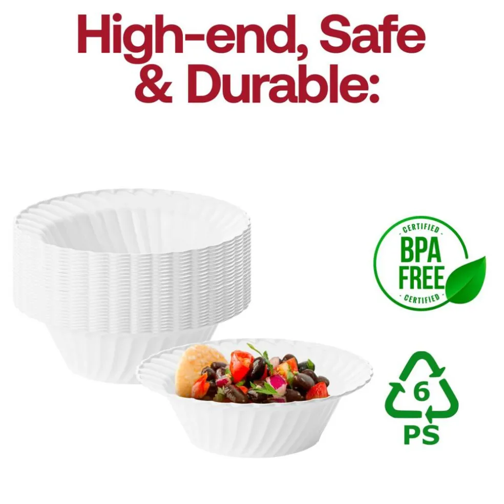 White Flair Plastic Dessert Bowls - 5 oz. (180 Bowls)