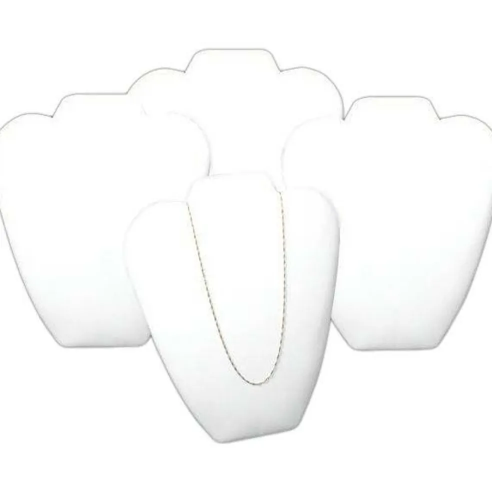 4 White Flocked Chain & Necklace Displays