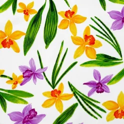 White Floral Allover Fleece Fabric | Free Shipping | Buy More & Save More