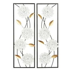 36" White Floral Contemporary Wall Décor Set