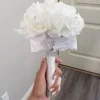 White Foam Rose Bridal Bouquet with Satin Ribbon Handle for Wedding & Party
