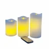 White Glowing Flame LED Wax Pillar Candle Set with Remote by Ashland®
