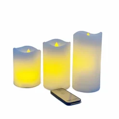 White Glowing Flame LED Wax Pillar Candle by Ashland®