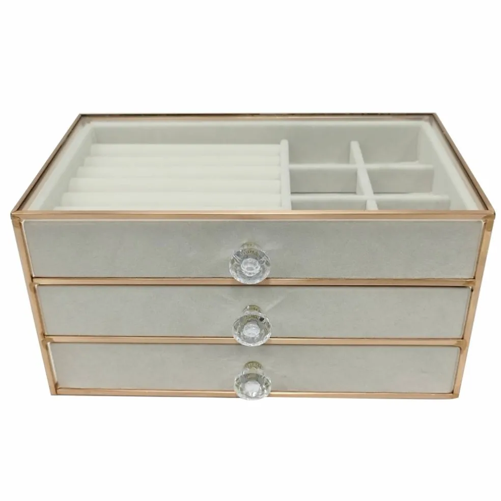 White & Gold 3-Tier Jewelry Box by Ashland®