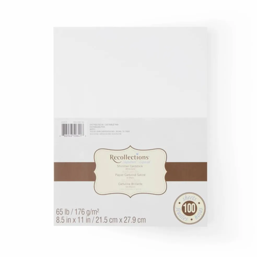 White Gold 8.5" x 11" Shimmer Cardstock Paper by Recollections™, 100 Sheets