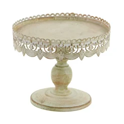 White Iron Farmhouse Cake Stand, 9" x 10" x 10"