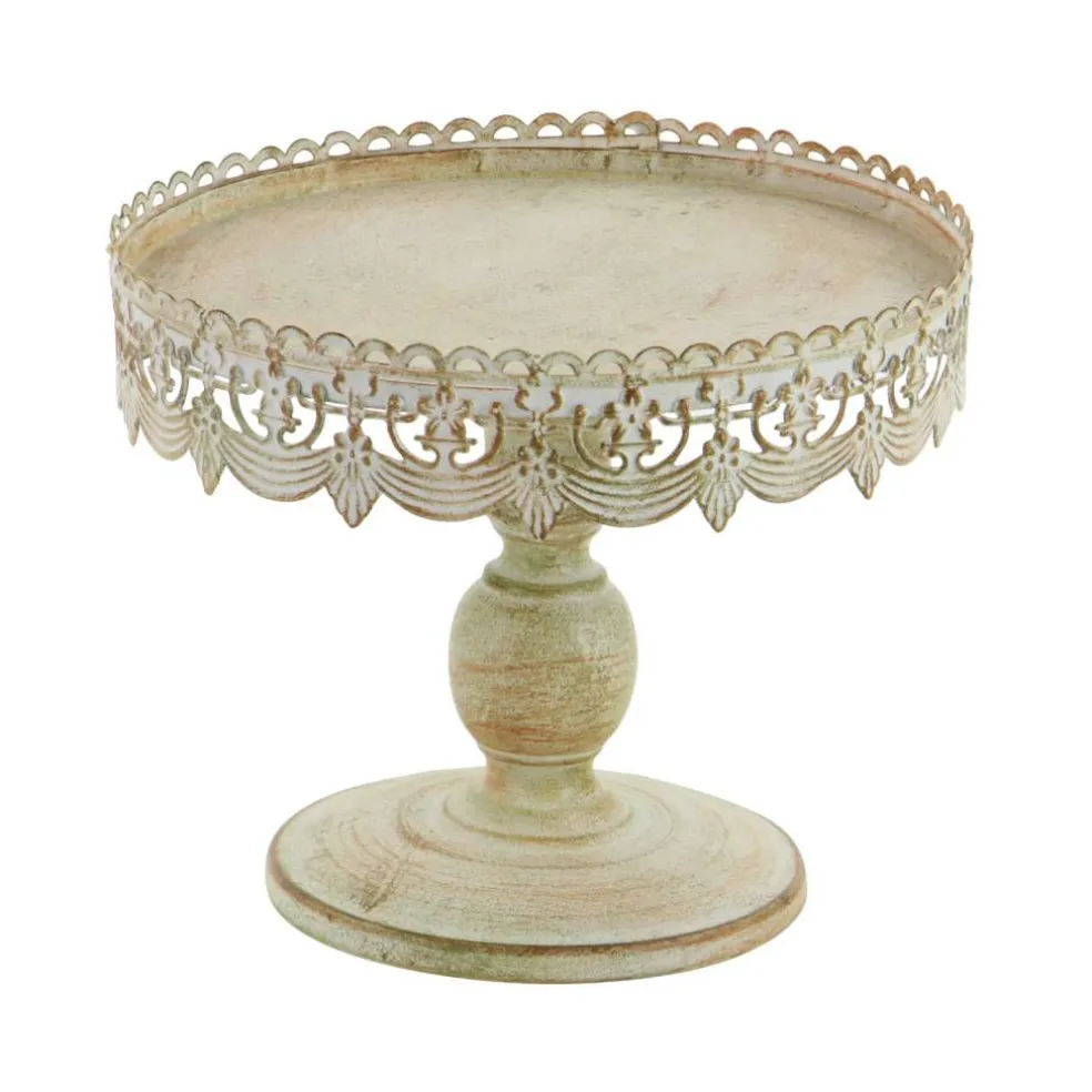 White Iron Farmhouse Cake Stand, 9" x 10" x 10"