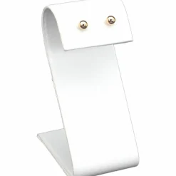 White Leather Earring Display Stand Jewelry Case 3.25"