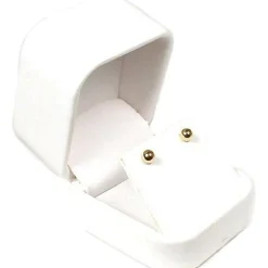 6 White Leather Earring Gift Boxes Jewelry Case Display