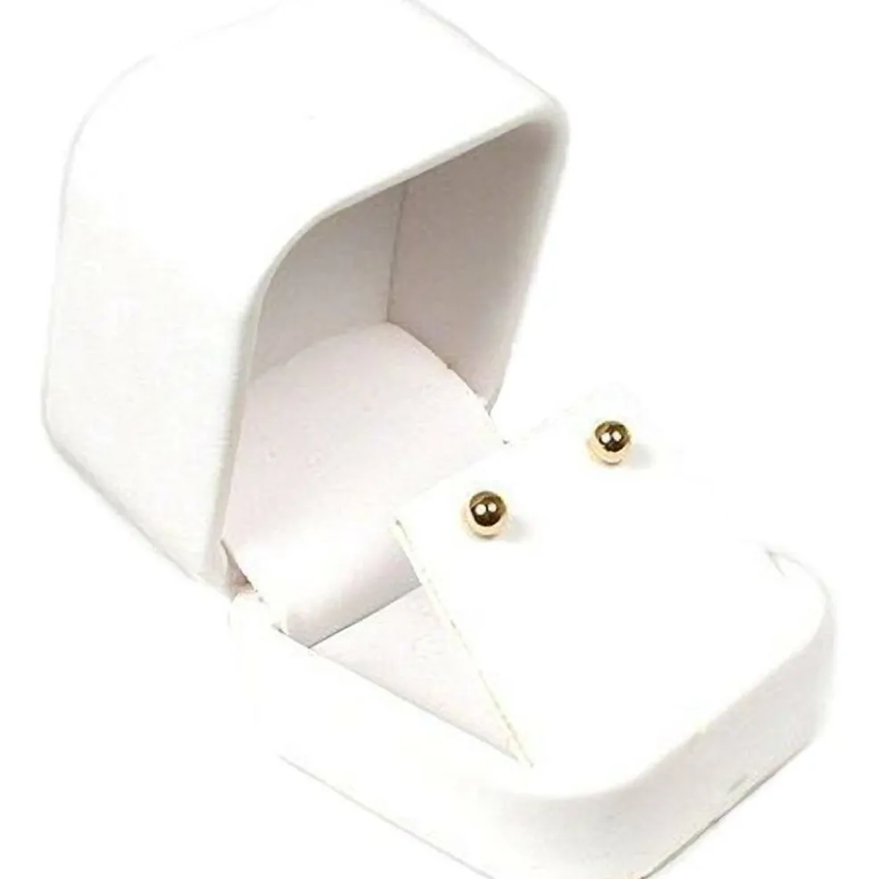 6 White Leather Earring Gift Boxes Jewelry Case Display