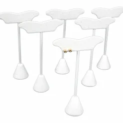 6 White Leather Earring Stands 5 Pairs Jewelry Displays