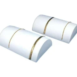 2 White Leather Half Moon Bracelet Showcase Display Stands