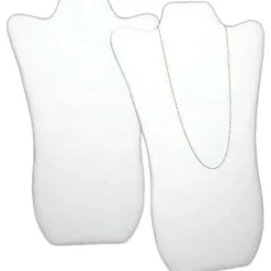2 White Leather Padded Necklace Pendant Bust Showcase Displays 14 1/8"