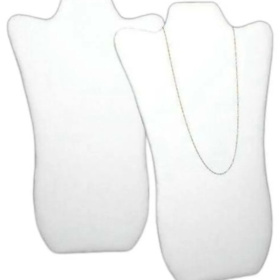 2 White Leather Padded Necklace Pendant Bust Showcase Displays 14 1/8"