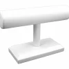 White Leather T-Bar Bracelet Necklace Watch Jewelry Display