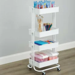 White Lexington 4-Tier Rolling Cart by Simply Tidy™