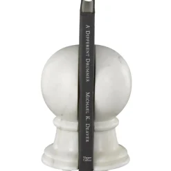 7" White Marble Globe Sleek Orb Decorative Bookends, 2ct.