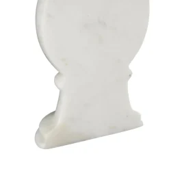 7" White Marble Globe Sleek Orb Decorative Bookends, 2ct.