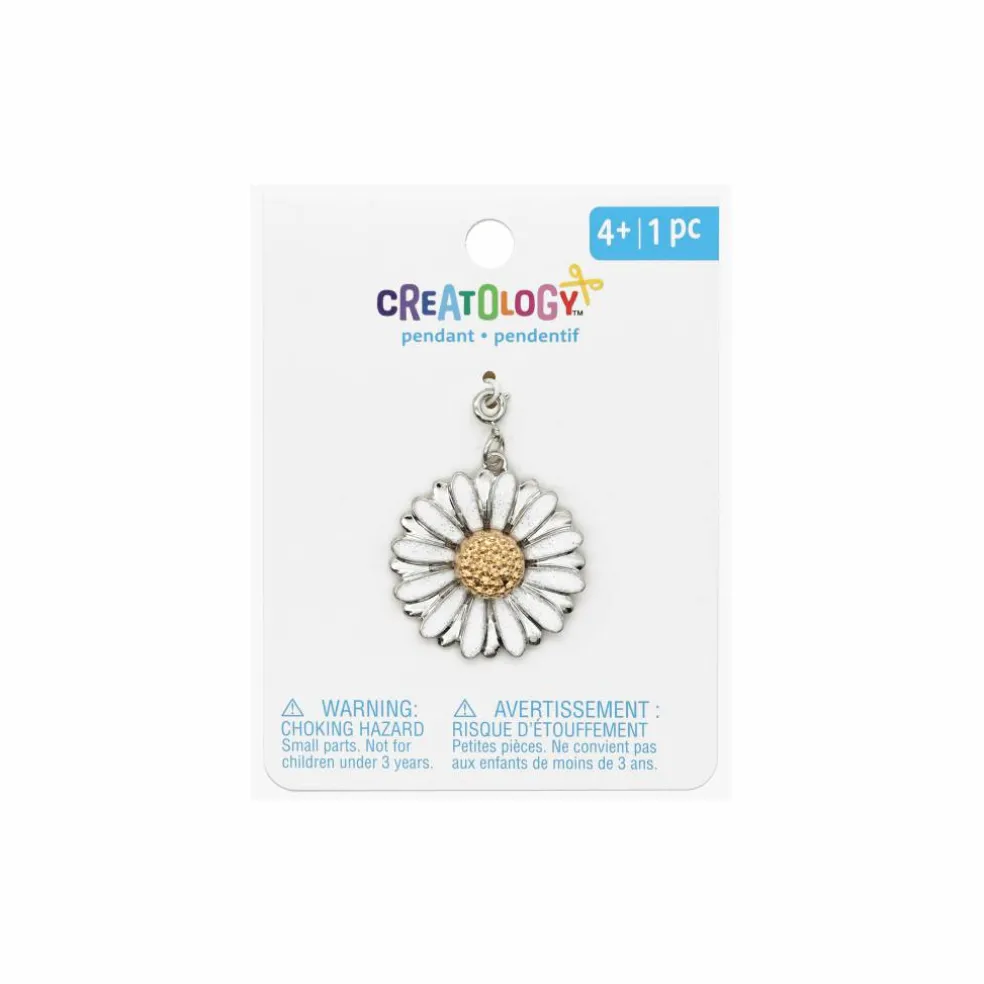 White Metal Daisy Pendant by Creatology™