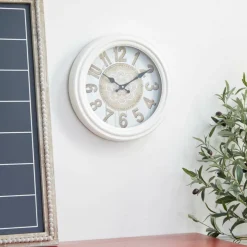 White Metal Farmhouse Wall Clock, 14