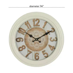 White Metal Farmhouse Wall Clock, 14