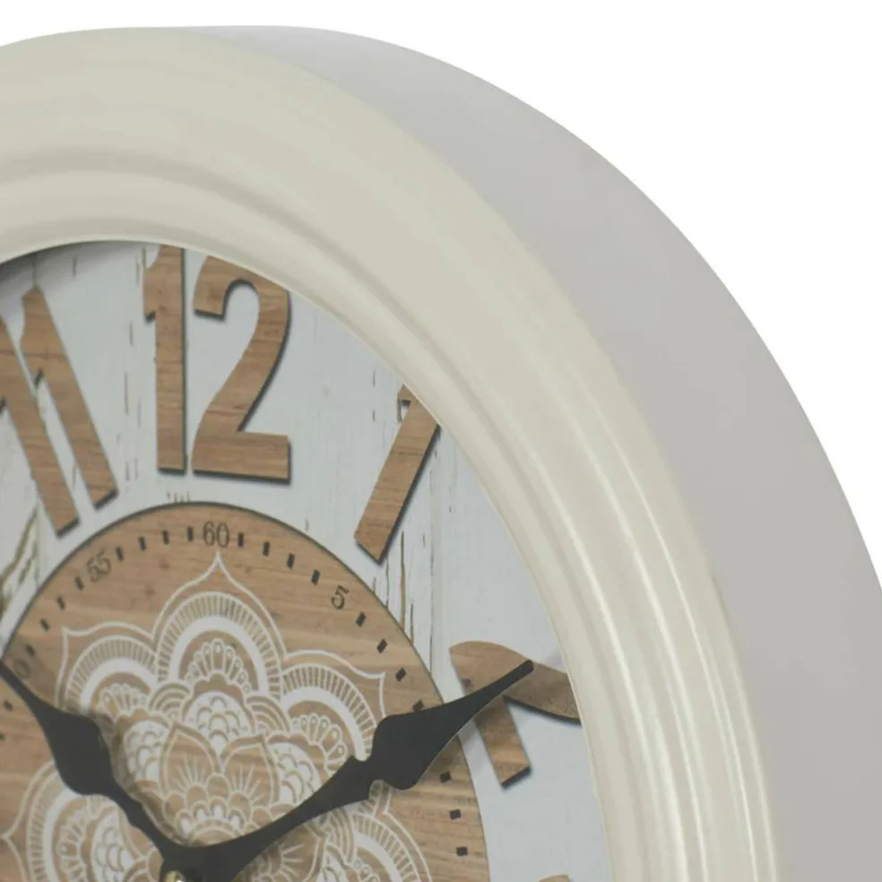 White Metal Farmhouse Wall Clock, 14" x 14" x 3"