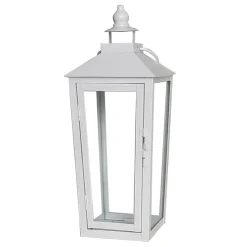 15.7" White Metal Lantern by Ashland®