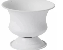 White Metal Urn Vase – 6.25"x5" Pedestal Floral Container for Wedding Centerpieces & Arrangements-72140.01