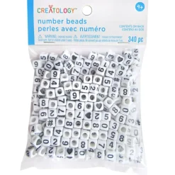 White Number Square Beads by Creatology™