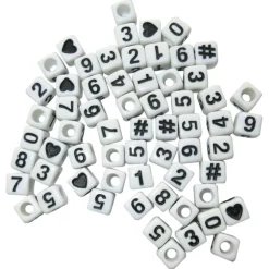 White Number Square Beads by Creatology™