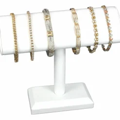 White Oval T-Bar Bangle Bracelet Watch Display Stand