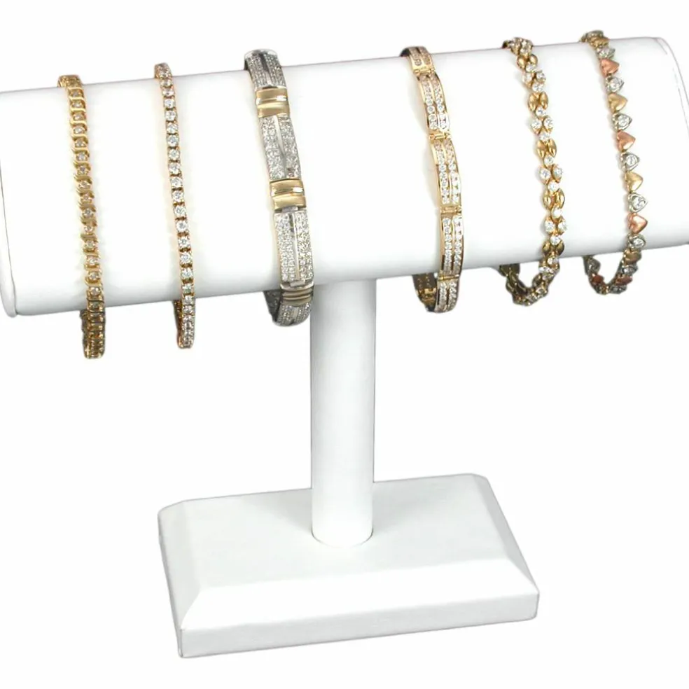 White Oval T-Bar Bangle Bracelet Watch Display Stand