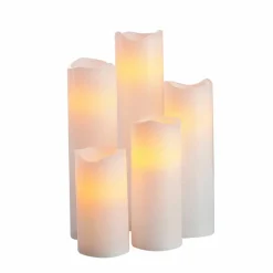 White 5 Piece LED Wax Pillar Candle Set by Ashland®