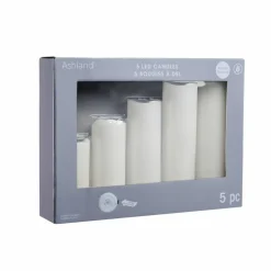 White 5 Piece LED Wax Pillar Candle Set by Ashland®