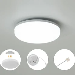 White Plastic 6 in Round LED Ceiling Light Fixture for Entryway, Office, Outdoor, 6500K Daylight, 2000lm 20W